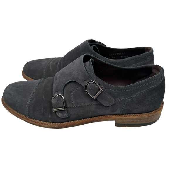 Ermenegildo‎ Zegna Shoes Men\'s US 9 Navy Blue Suede Monk Strap Loafer Cap Toe main image 8